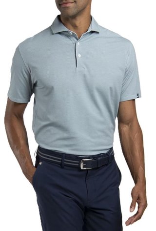 KJUS Hollow Pima Print heren polo, riverbank/white