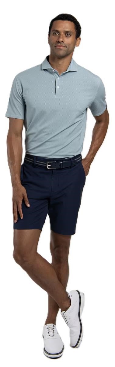 KJUS Hollow Pima Print heren polo, riverbank/white