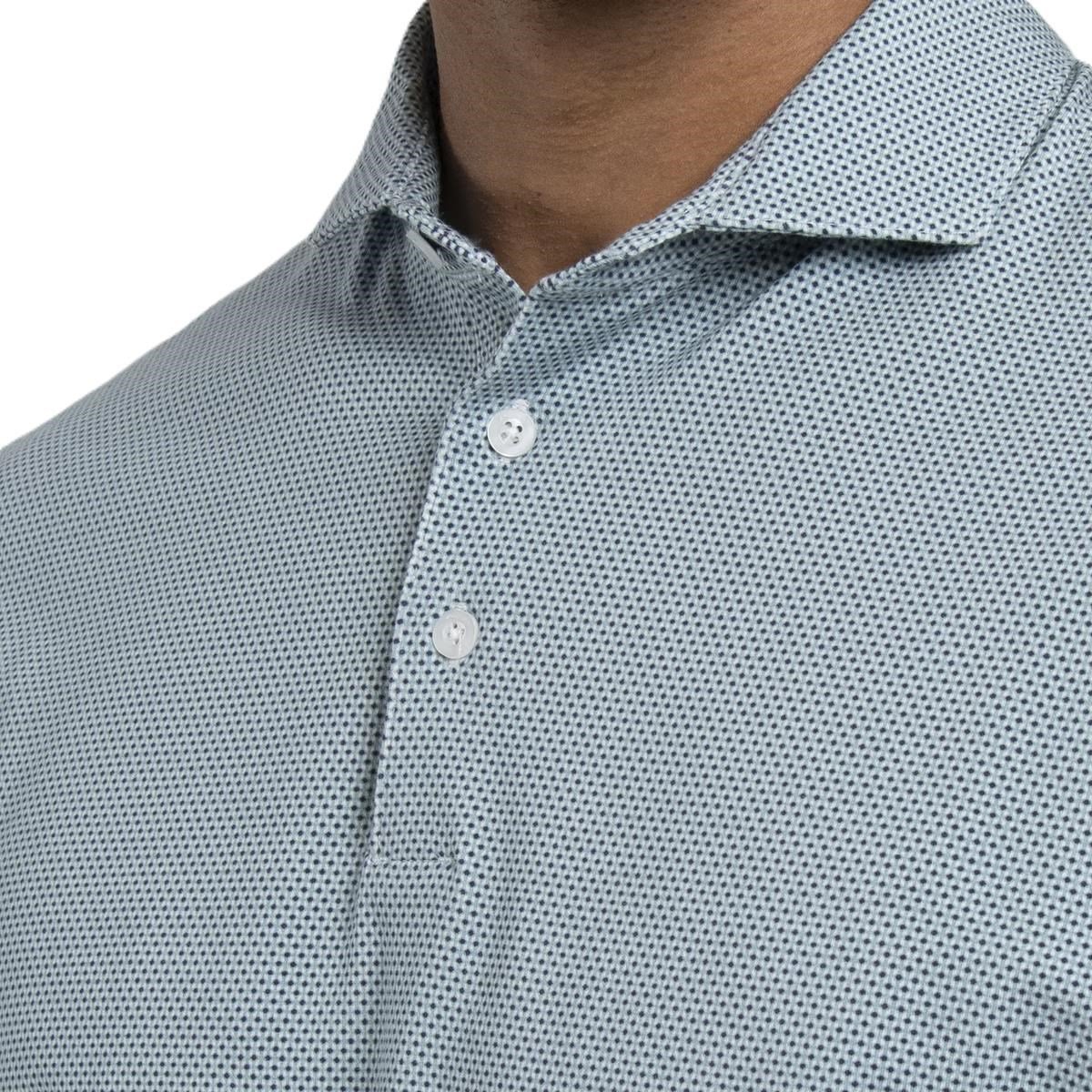 KJUS Hollow Pima Print heren polo, riverbank/white