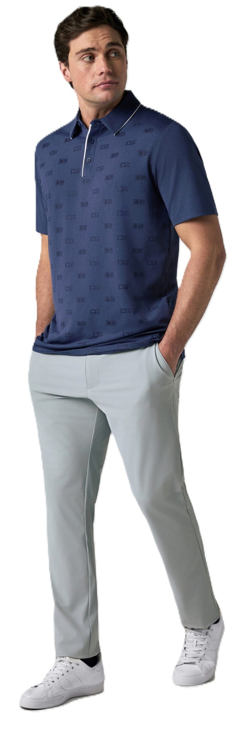 Callaway Mid Century Jacquard heren polo, medieval blue