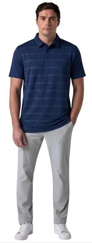 Callaway Mid Century Jacquard heren polo, medieval blue