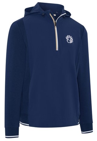 Callaway Mid Century Mixed Media Hooded 1/4 Zip heren sweatshirt, medieval blue