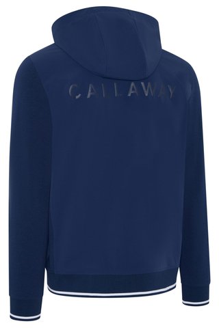 Callaway Mid Century Mixed Media Hooded 1/4 Zip heren sweatshirt, medieval blue