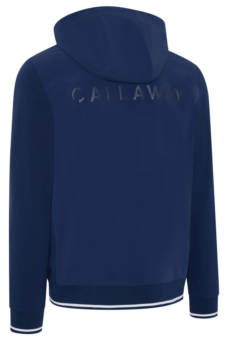 Callaway Mid Century Mixed Media Hooded 1/4 Zip heren sweatshirt, medieval blue