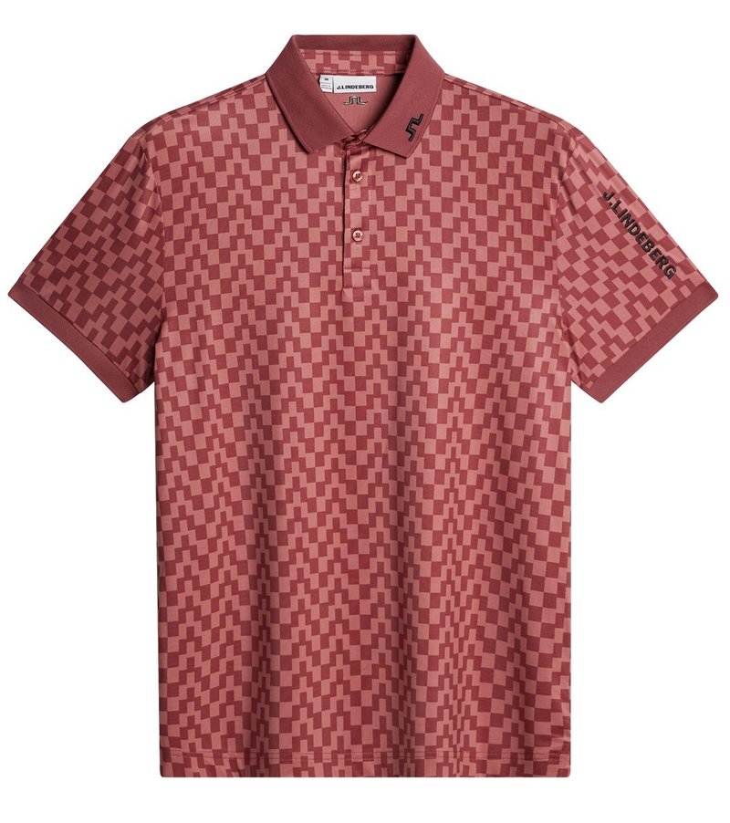 J.Lindeberg Tour Tech Print heren polo, bridge stack apple butter