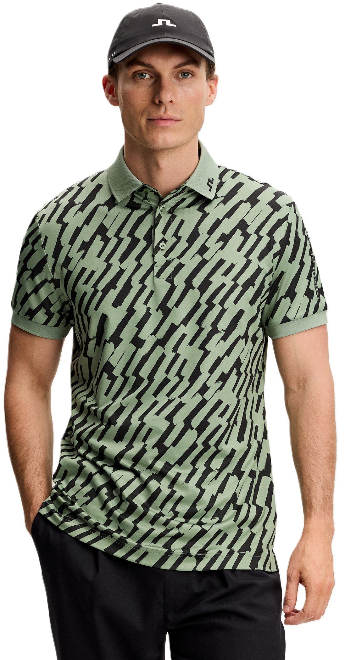 J.Lindeberg Tour Tech Print heren polo, oak green