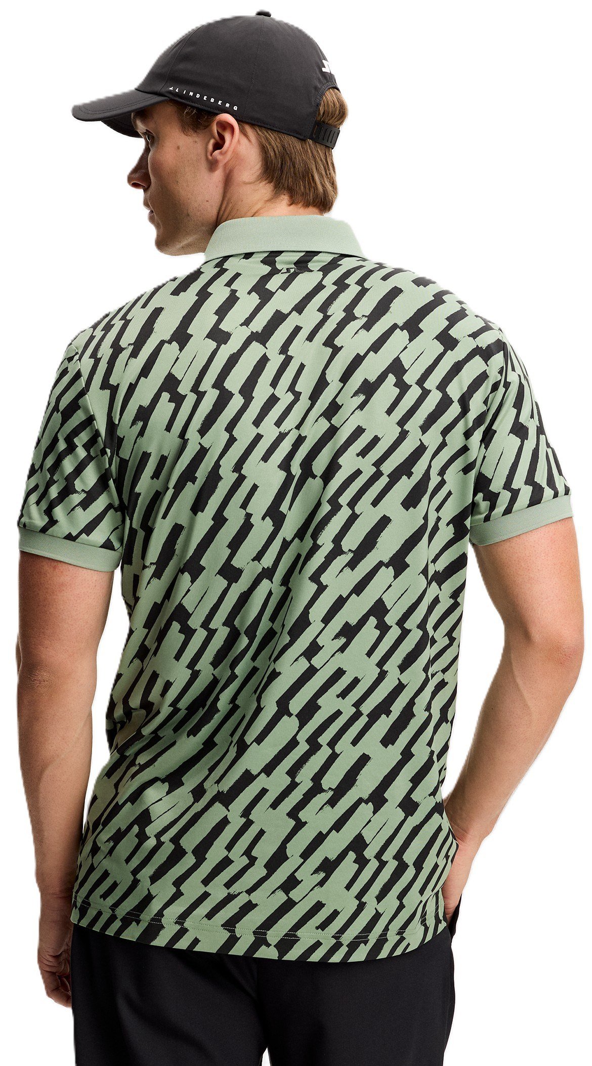 J.Lindeberg Tour Tech Print heren polo, oak green