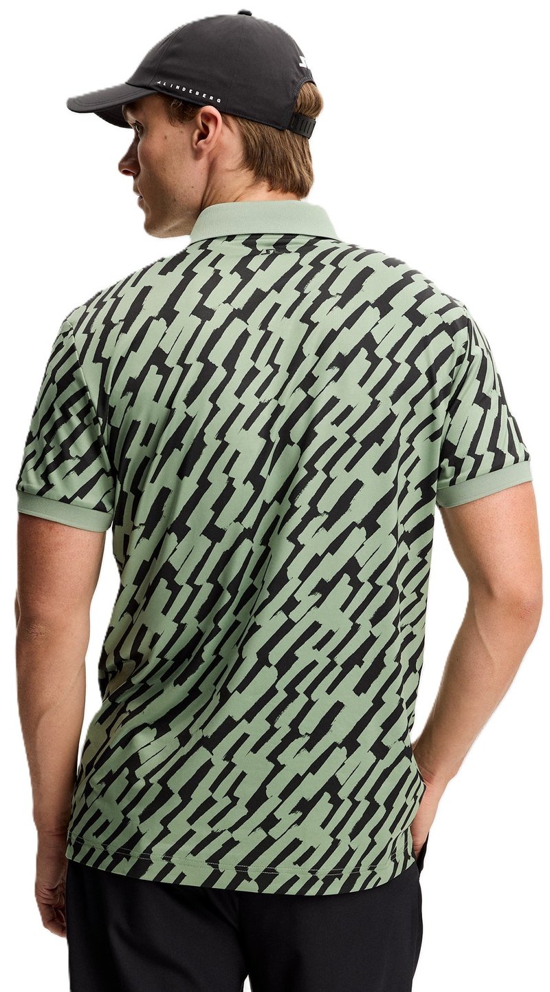 J.Lindeberg Tour Tech Print heren polo, oak green