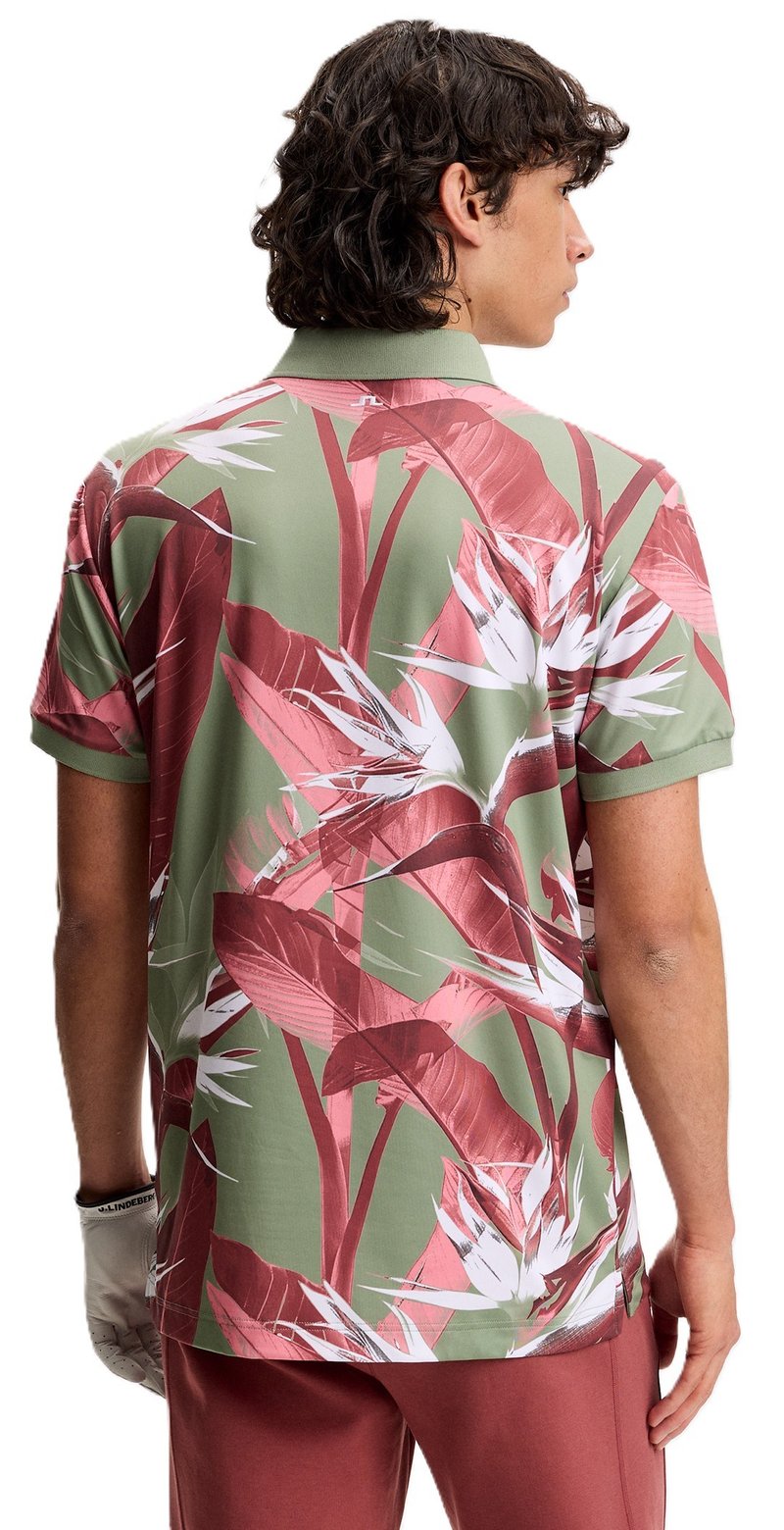 J.Lindeberg Tour Tech Print heren polo, paradise hedge green