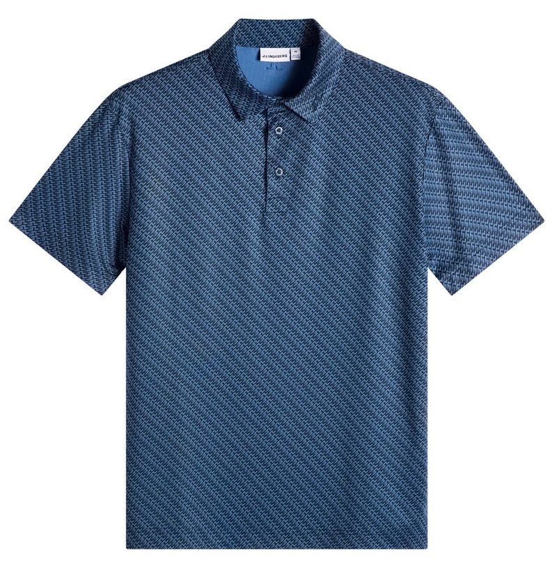 J.Lindeberg Tod Print heren polo, flight bridge navy
