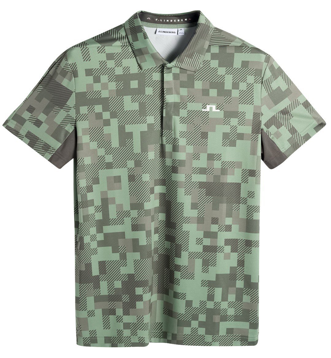 J.Lindeberg Dario Tour Print heren polo, tour 26 tonal green