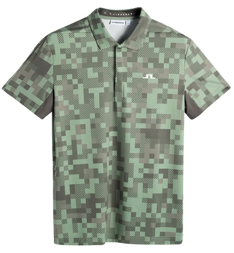 J.Lindeberg Dario Tour Print heren polo, tour 26 tonal green