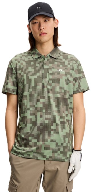 J.Lindeberg Dario Tour Print heren polo, tour 26 tonal green