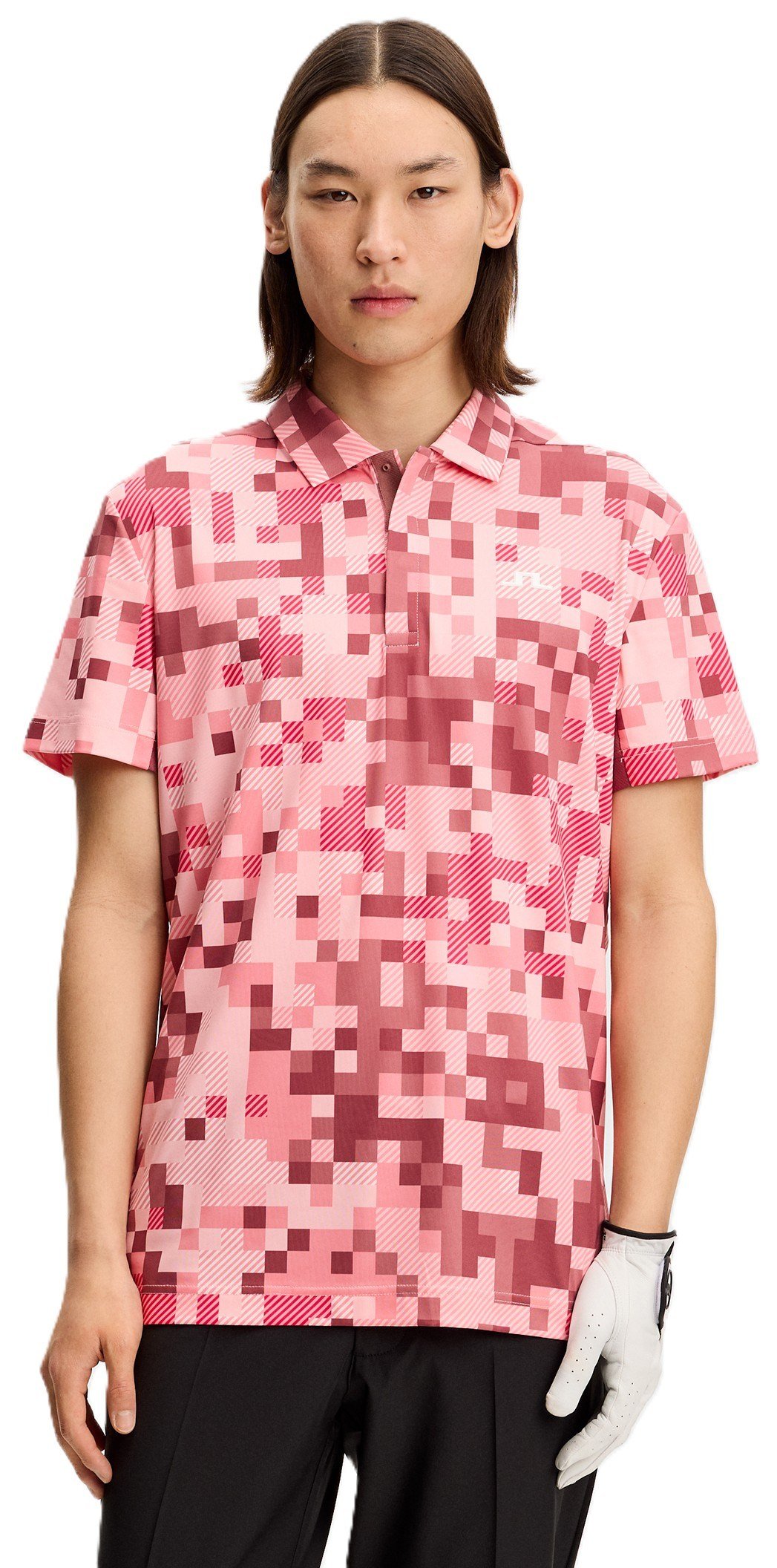 J.Lindeberg Dario Tour Print heren polo, tour 26 pink