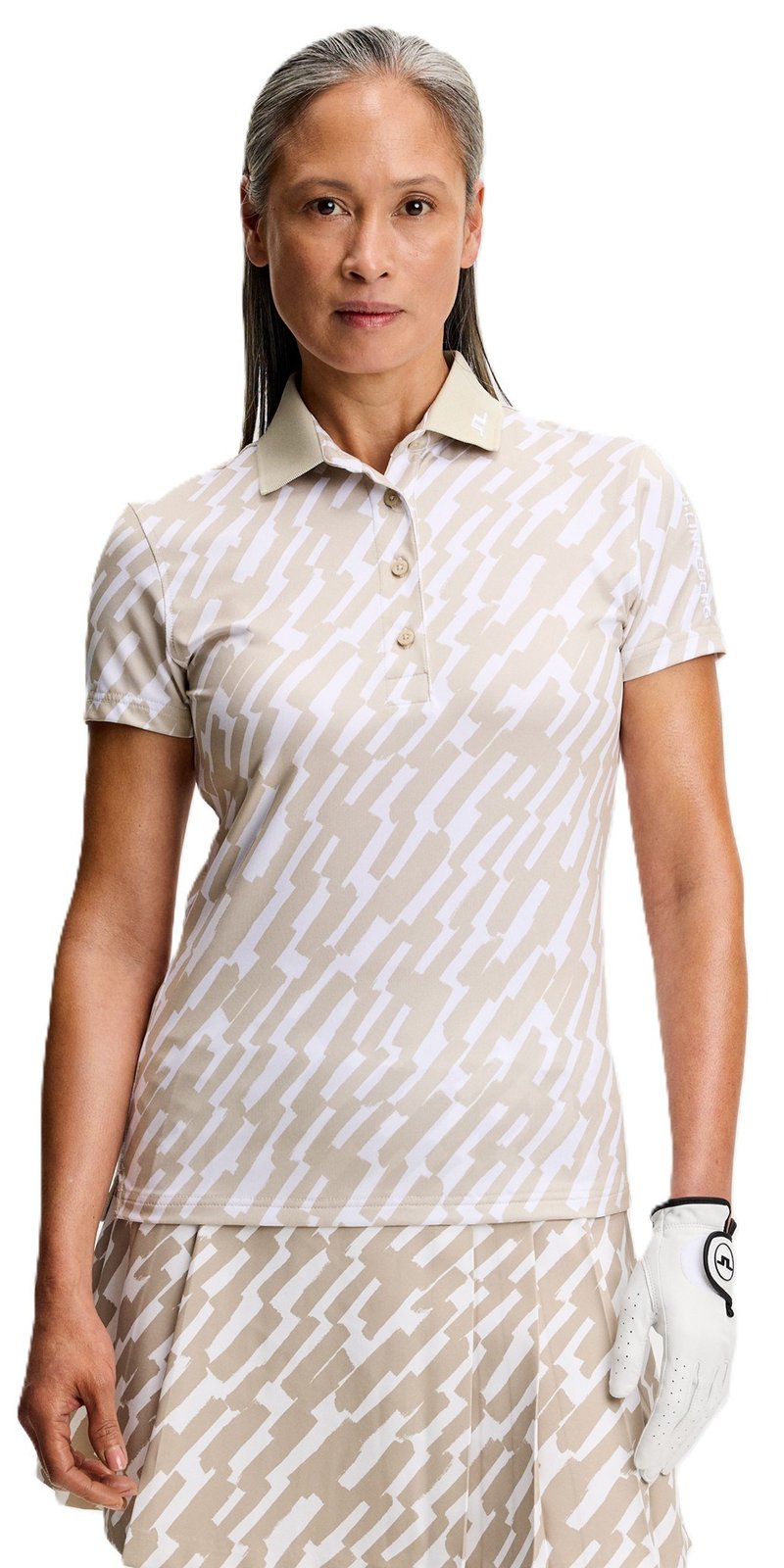 J.Lindeberg Tour Tech Print dames polo, oak island fossil