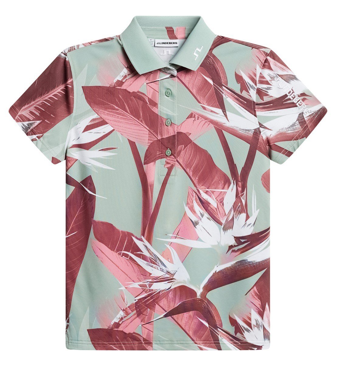 J.Lindeberg Tour Tech Print dames polo, paradise jadeite