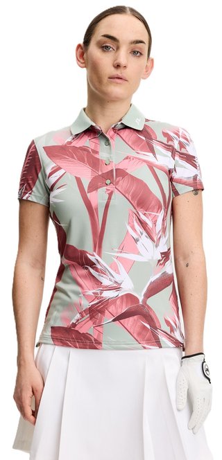 J.Lindeberg Tour Tech Print dames polo, paradise jadeite