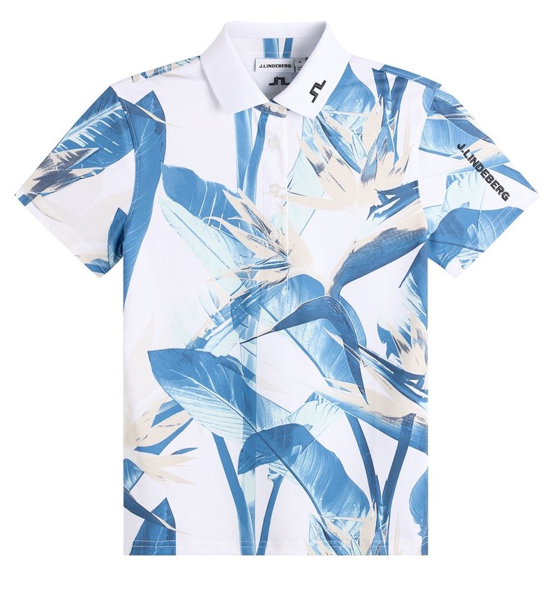 J.Lindeberg Tour Tech Print dames polo, paradise skylight