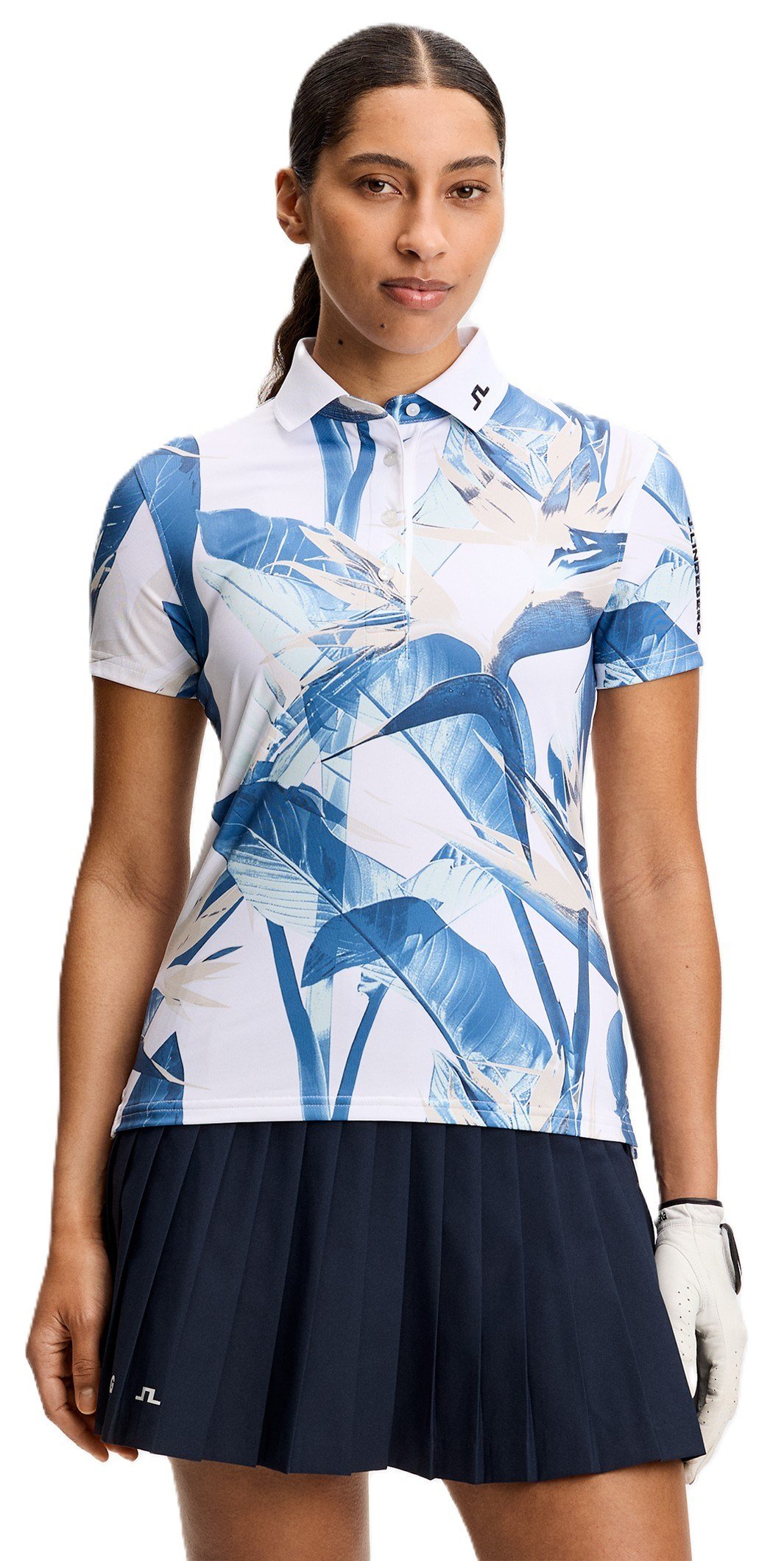 J.Lindeberg Tour Tech Print dames polo, paradise skylight