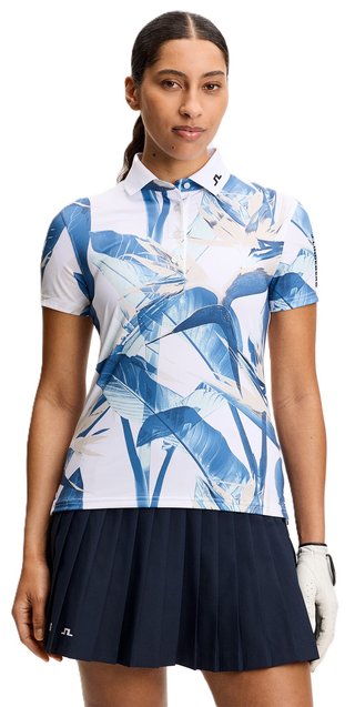 J.Lindeberg Tour Tech Print dames polo, paradise skylight