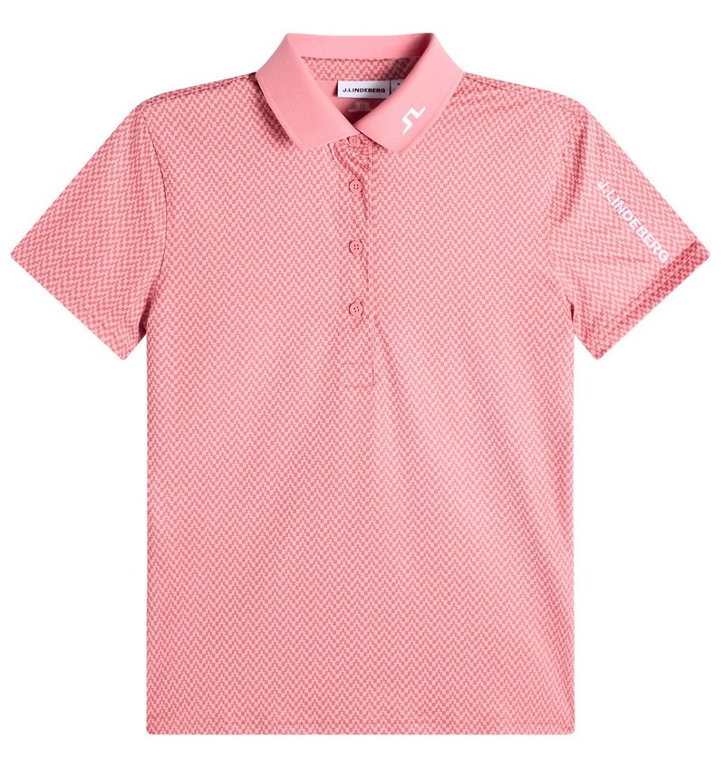 J.Lindeberg Tour Tech Print dames polo, bridge stack rose