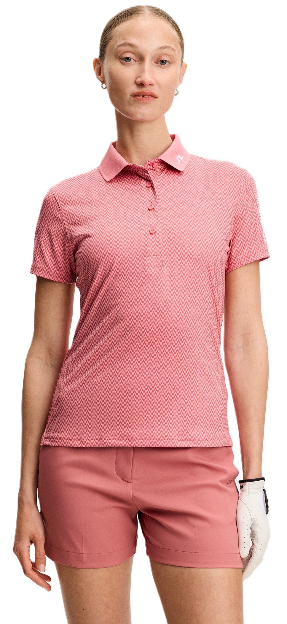 J.Lindeberg Tour Tech Print dames polo, bridge stack rose