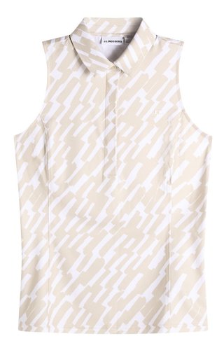J.Lindeberg Dena Print Sleeveless dames polo, oak island fossil