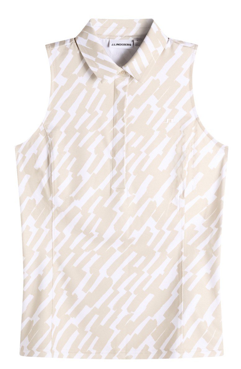 J.Lindeberg Dena Print Sleeveless dames polo, oak island fossil