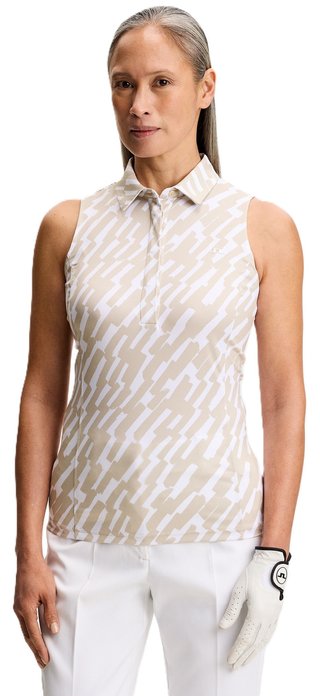 J.Lindeberg Dena Print Sleeveless dames polo, oak island fossil