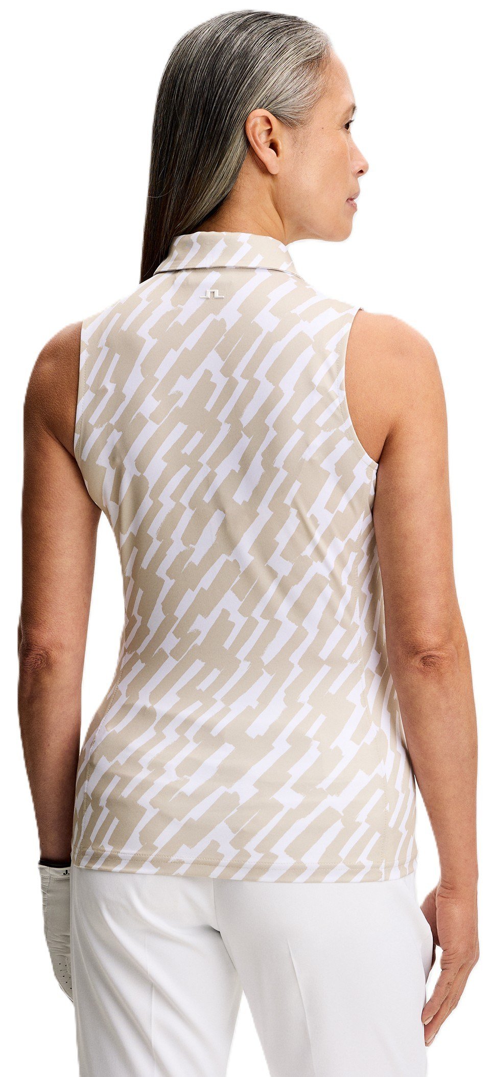 J.Lindeberg Dena Print Sleeveless dames polo, oak island fossil