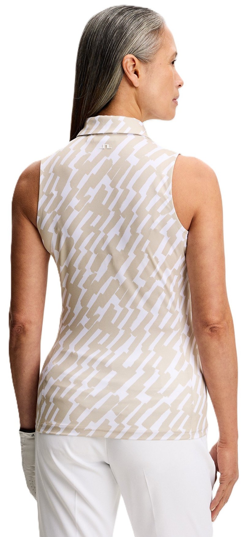 J.Lindeberg Dena Print Sleeveless dames polo, oak island fossil