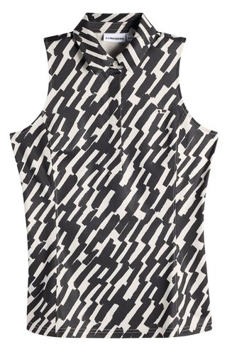 J.Lindeberg Dena Print Sleeveless dames polo, oak moonbeam
