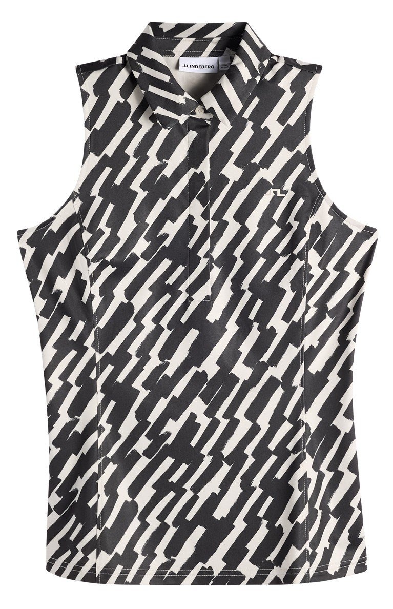 J.Lindeberg Dena Print Sleeveless dames polo, oak moonbeam