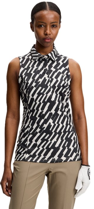 J.Lindeberg Dena Print Sleeveless dames polo, oak moonbeam