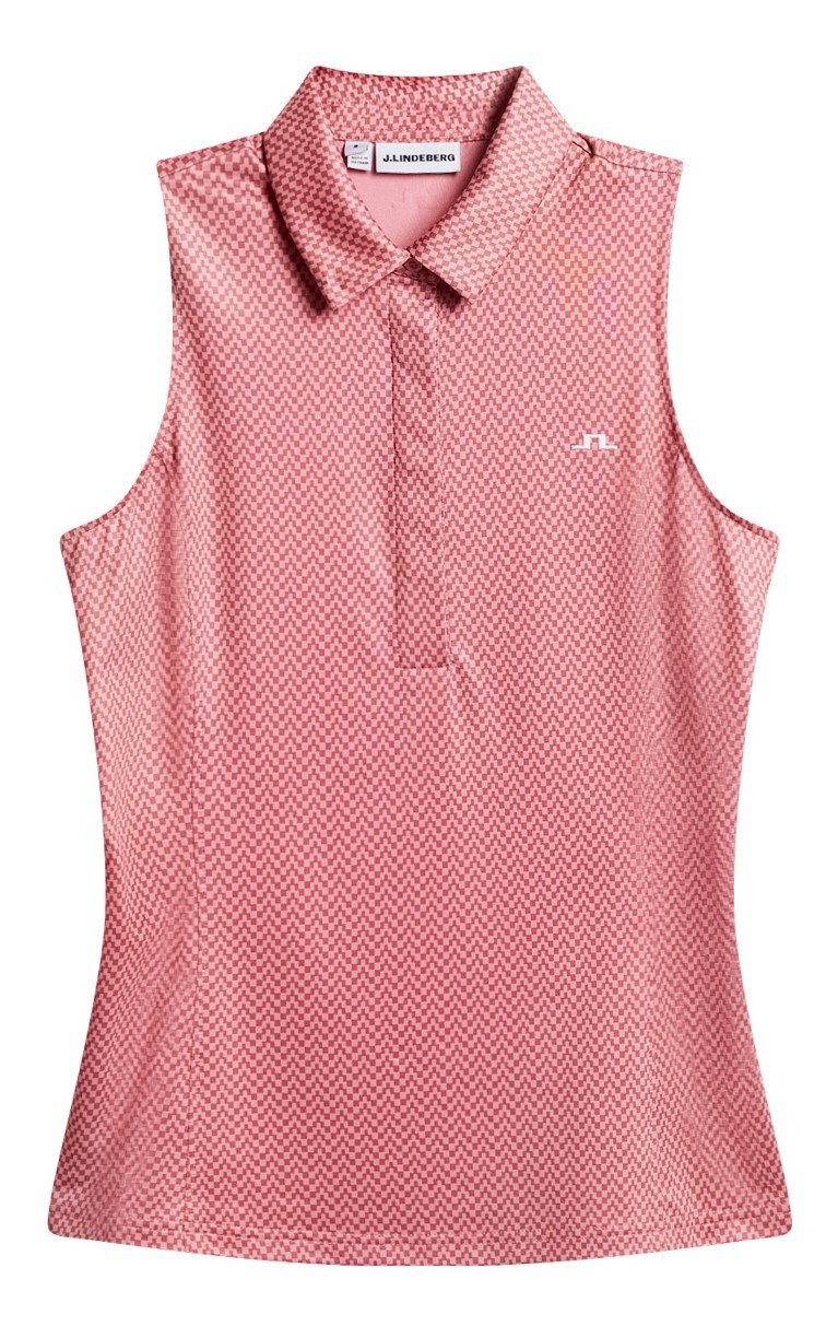 J.Lindeberg Dena Print Sleeveless dames polo, bridge stack rose