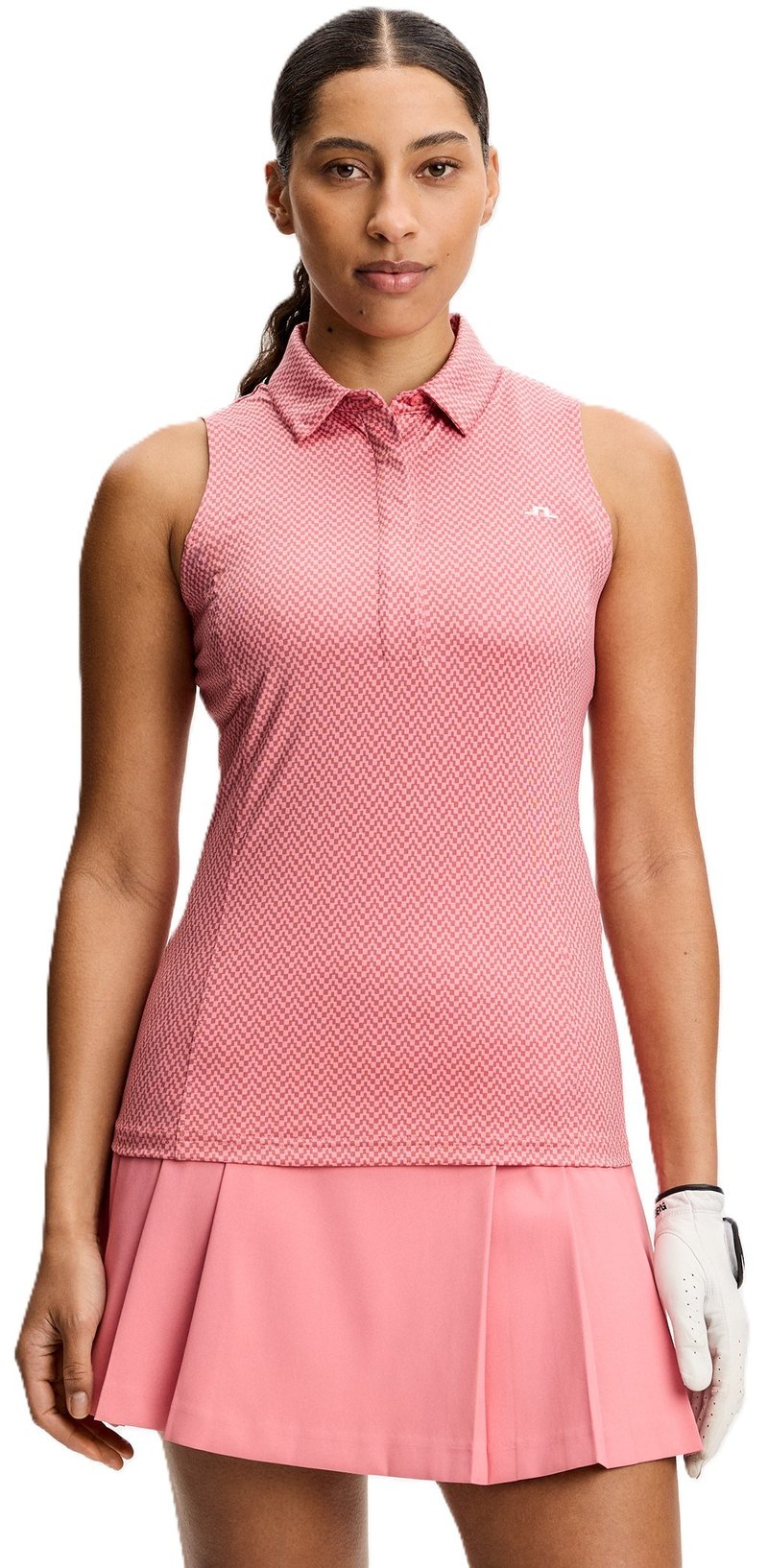 J.Lindeberg Dena Print Sleeveless dames polo, bridge stack rose