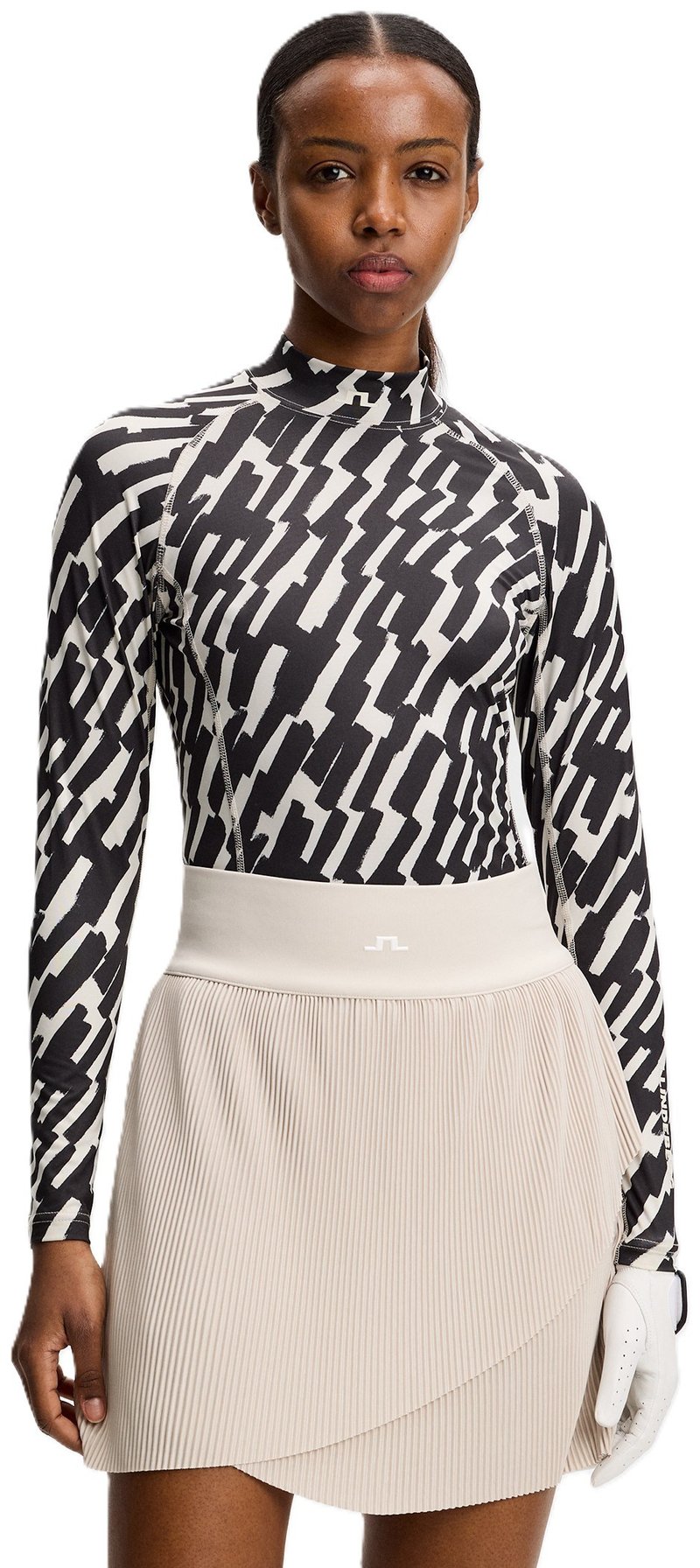 J.Lindeberg Ella Print Compression dames top, oak moonbeam