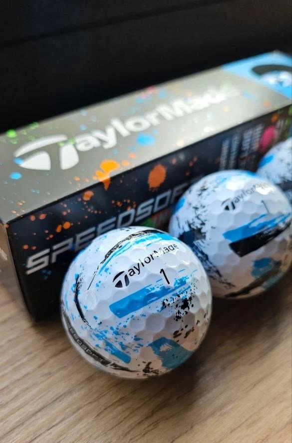 TaylorMade SpeedSoft Ink golfballen, mix kleuren (blauw, groen, oranje, roze)