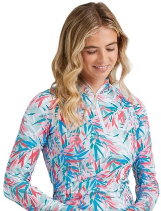 PING Arwen Printed Longsleeve dames polo, tropic retreat