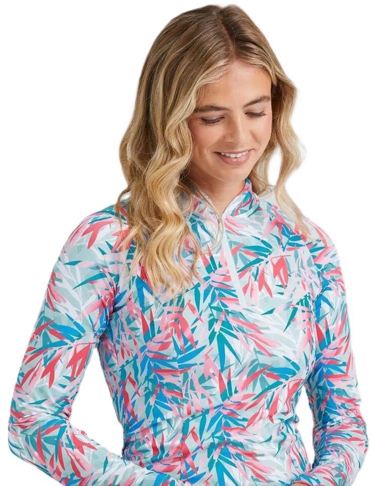 PING Arwen Printed Longsleeve dames polo, tropic retreat