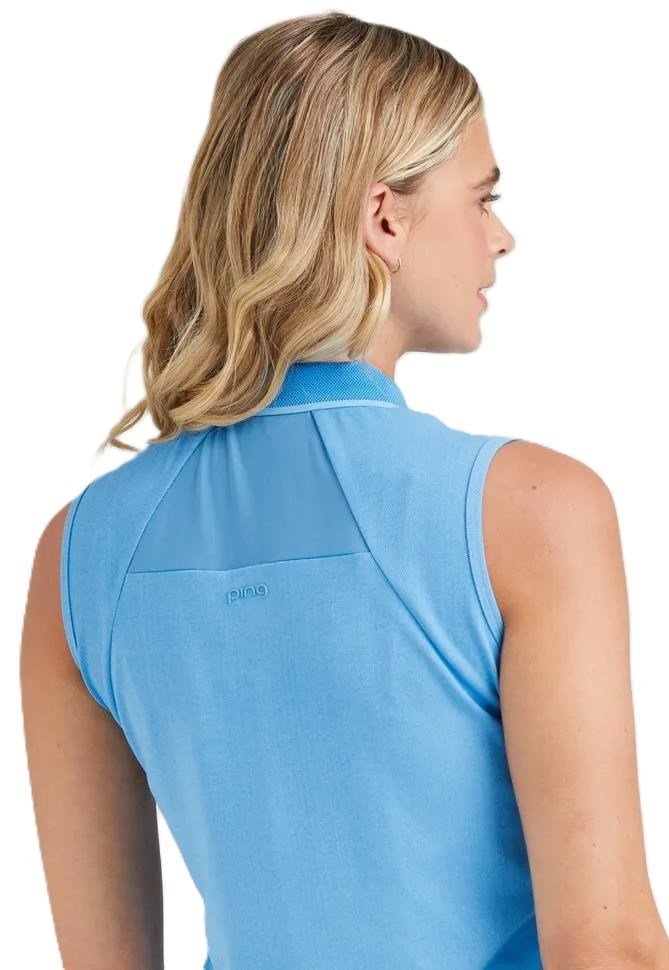 PING Eben Sleeveless dames polo, infinity blue