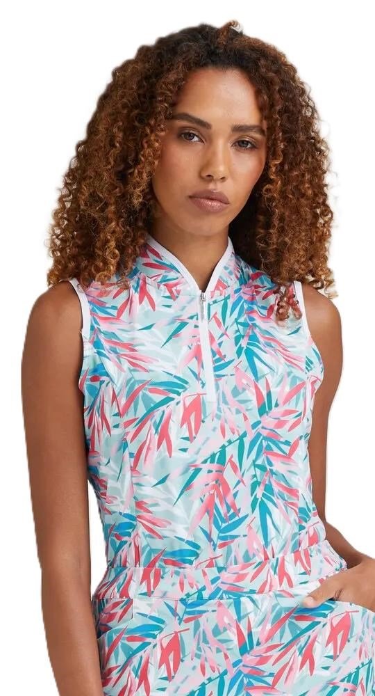 PING Penola Printed Sleeveless dames polo, tropic retreat