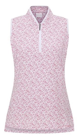 PING Penola Printed Sleeveless dames polo, fuchsia foliage