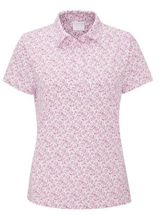 PING Aeria Printed dames polo, fuchsia foliage