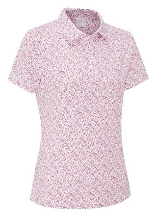 PING Aeria Printed dames polo, fuchsia foliage