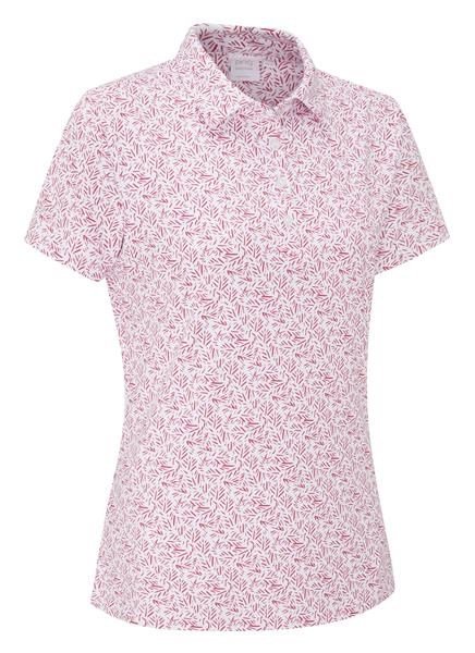 PING Aeria Printed dames polo, fuchsia foliage
