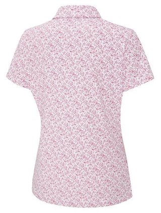 PING Aeria Printed dames polo, fuchsia foliage