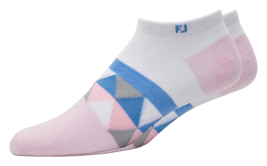 FootJoy ProDry Lightweight Low-Cut Fashion dames sokken, wit/lichtroze/blauw