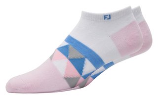 FootJoy ProDry Lightweight Low-Cut Fashion dames sokken, wit/lichtroze/blauw