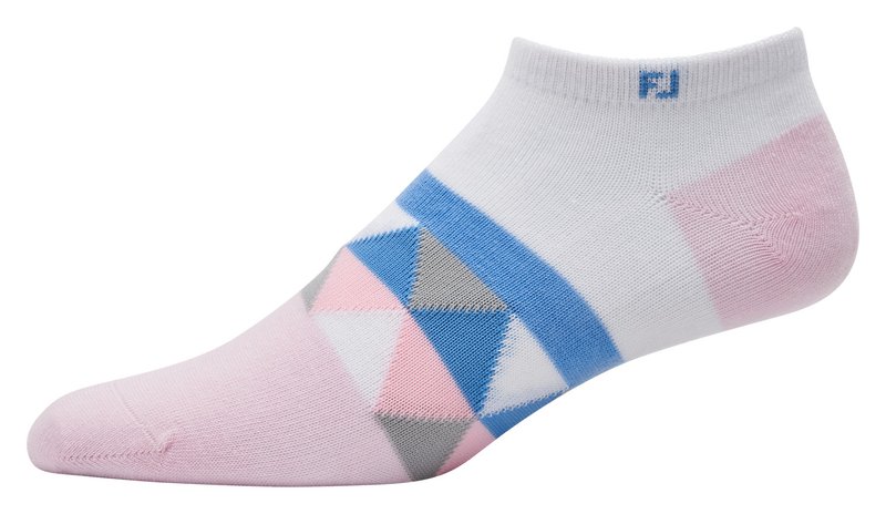 FootJoy ProDry Lightweight Low-Cut Fashion dames sokken, wit/lichtroze/blauw